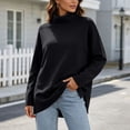 thumbnail image 7 of Vynhevius Women Plus Size Tunic Top Solid Turtleneck Long Sleeve Side Slit Casual Loose Blouse, 7 of 7