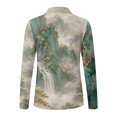 thumbnail image 5 of Xoenoiee Pine Tree Mountain Waterfall Print Women's V-Neck Golf Shirts Lightweight Collared Top Long Sleeve Polo Shirts Soft and Breathable for Tennis Pickleball Casual Office Running, Size XS, 5 of 7