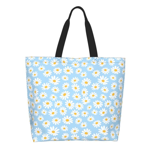 Balery Floral Daisy Bolsa Tote Estilo Estético con Cremalleras, Bolsa de Hombro, Bolsa de Compras Grande y Plegable