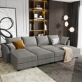 thumbnail image 1 of HONBAY Canapé Sectionnel Modulaire Convertible Moderne en U Ou en L avec Rangement, Gris, 1 of 7