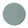 thumbnail image 1 of Abstract Mouse Pad for Computers, Diagonally Modernized Lines Checkered Like Layout Geometrical Theme, Round Non-Slip Thick Rubber Modern Mousepad, 8" Round, Grey Seafoam and White, by Ambesonne, 1 of 2