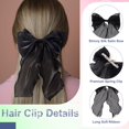 thumbnail image 4 of 2Pcs Large Hair Bow Clips, Silk Yarn Ribbon Bow Hair Barrette for Women, Elegant Long Tail Bowknot French Hair Accessories for Wedding, Parties, Festivals, 4 of 7