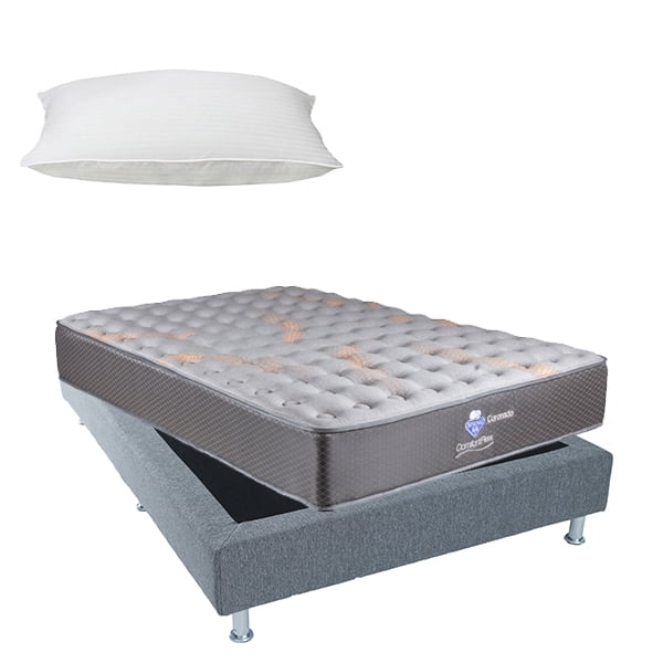 Colchón Matrimonial + Box Plomo + Almohada Spring Air Dicasa Coronado