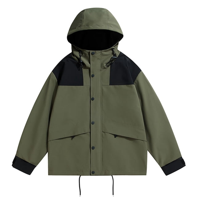 LOVZFMLL Jackets for Men's New Style Zipper Opening Upper Outer Garment Hooded Long-Sleeved Windproof Coat