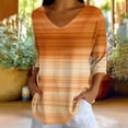 thumbnail image 6 of Tqcoqu Women's V Neck Tunic Tops,3/4 Sleeve Gradient Print Casual Loose Daily Wear Tops,Khaki Women's S-XXL, 6 of 7