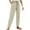 Beige, variant on Wyobmus Women Capris Pants Solid Color Drawstring Waist Wide Leg Linen Pants Lightweight Breathable Loose Suammer Casual Pants Beige