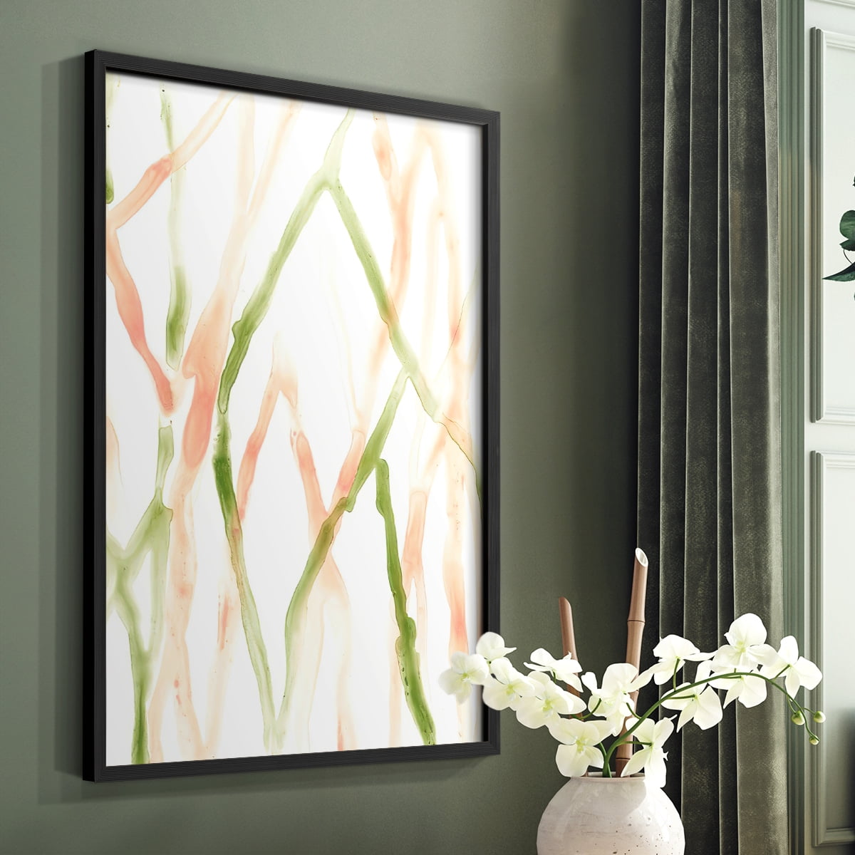 Runnel XIV Framed Print in Black Solid Wood Framed Print No Nail Hanging