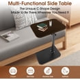 thumbnail image 3 of TV Tray Table 360° Swivel Adjustable Height C Table End Table for Small Spaces, Couch Tables C Shaped Side Tables for Living Room, Bedroom, Sofa Tray Table for Eating(Walnut Brown), 3 of 6