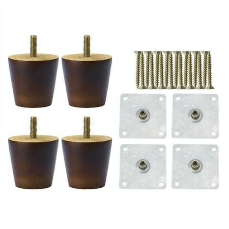 2 Wood Furniture Leg Chair Couch Sofa Feet Round Replacement Set Of 4