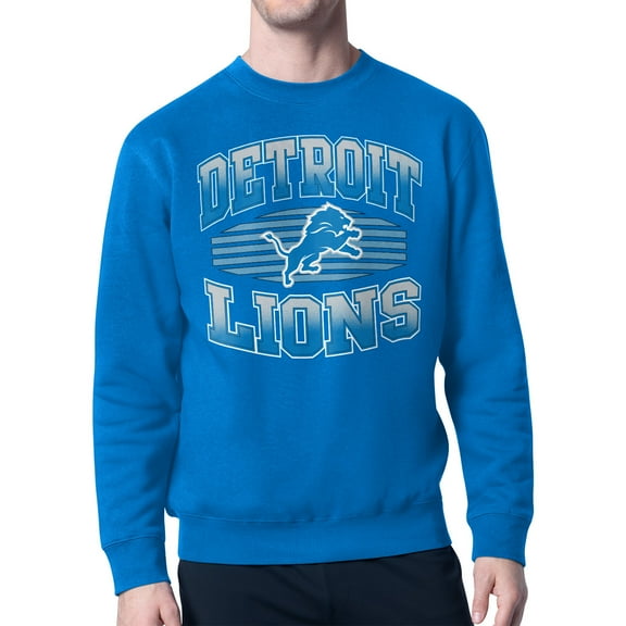 Men's Starter Blue Detroit Lions Team Grit Graphic Fleece Pullover Sweatshirt