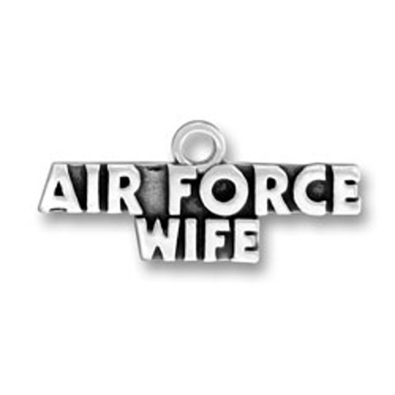 Sterling Silver 16" .8mm Box Chain AIR FORCE WIFE Military Armed Forces Pendant Necklace
