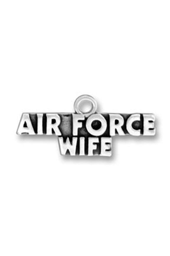 Sterling Silver 16" 1mm Box Chain AIR FORCE WIFE Military Armed Forces Pendant Necklace
