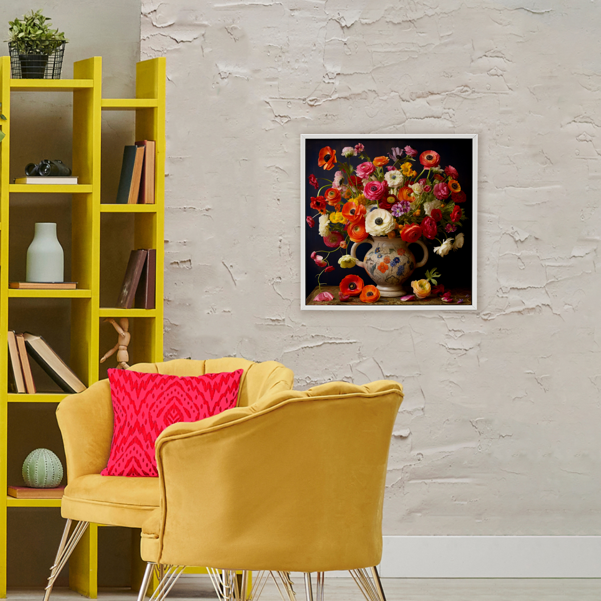 Stupell Industries Harmonious Bouquet Composition White Framed Giclee Art, design by Lazar Studio