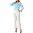 thumbnail image 2 of Allegra K Women's Peasant Blouses Ruffle V Neck Elegant Chiffon Blouse Top, 2 of 6