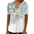 thumbnail image 2 of Ovbmpzd Hauts pour Femmes Col en V Boho Manches Courtes Blouses à Boutons Smockés Blouses pour Femmes TTTG, 2 of 5