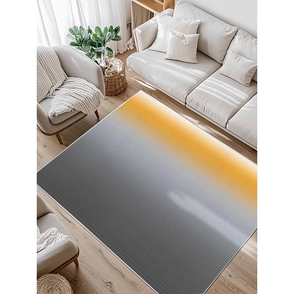Yellow Grey Area Rug for Bedroom 5x7 Ft Stripe Gradient Super Soft fuzzy Throw Rug Non-Slip Fluffy Plush Indoor Floor Carpet for Living Room Nursery Home Decor