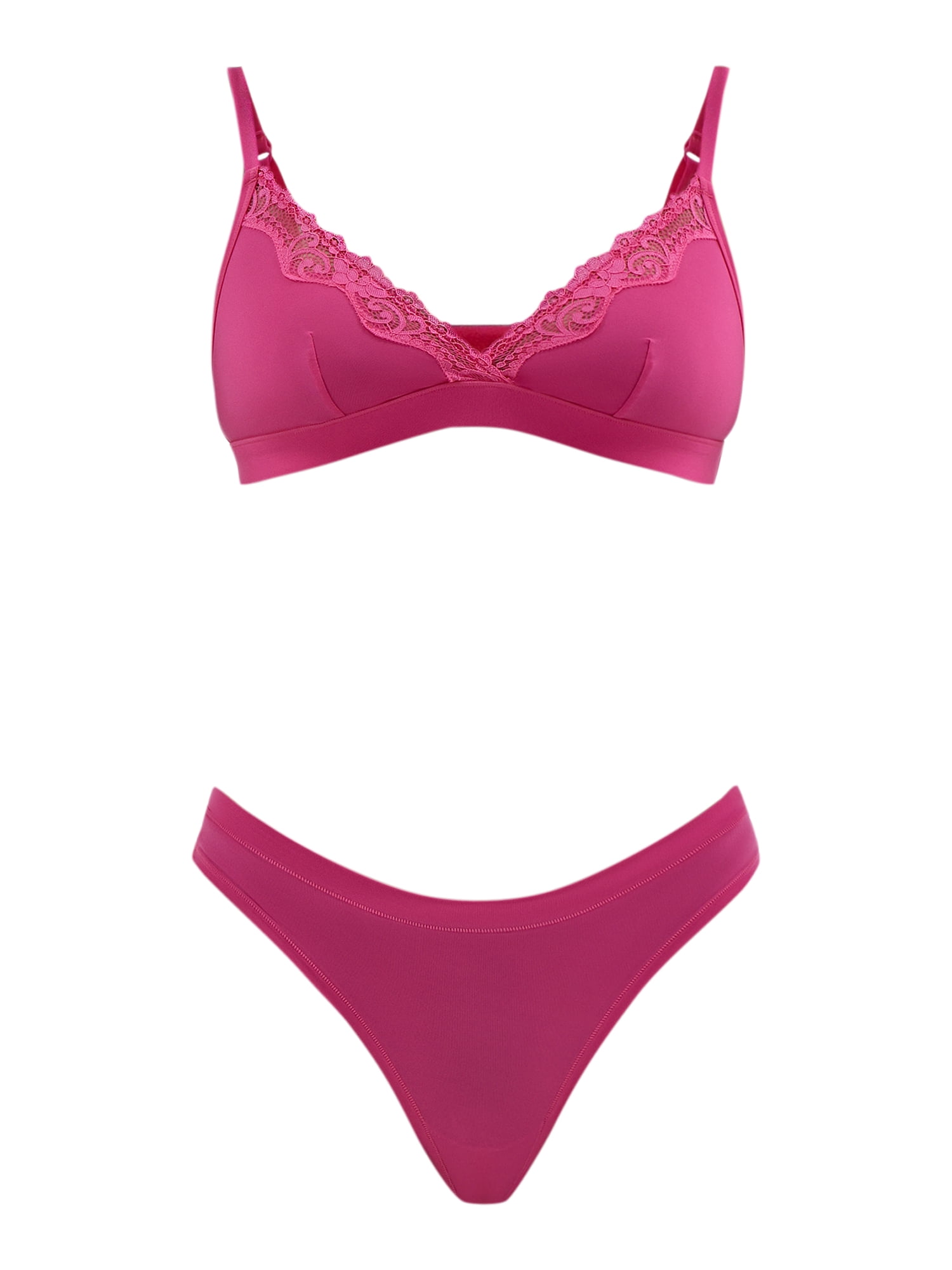 No Boundaries Women's Fit Stretch Triangle Bralette with Lace, Sizes XS-3XL