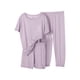 thumbnail image 1 of Odeerbi 3-12 Años Niñas Pijamas de Seda de Hielo Ropa de Dormir de Verano de Manga Corta Conjuntos de Pijama de Dos Piezas, 1 of 4