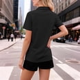 thumbnail image 4 of Womens Short Sleeve Polo Shirts V Neck Business Dressy Casual Tops Summer Collared Trendy Tees, 4 of 7