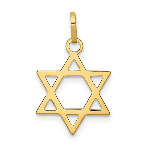 14K Yellow Gold Charm Pendant Themed 21 mm 14 Star Of David