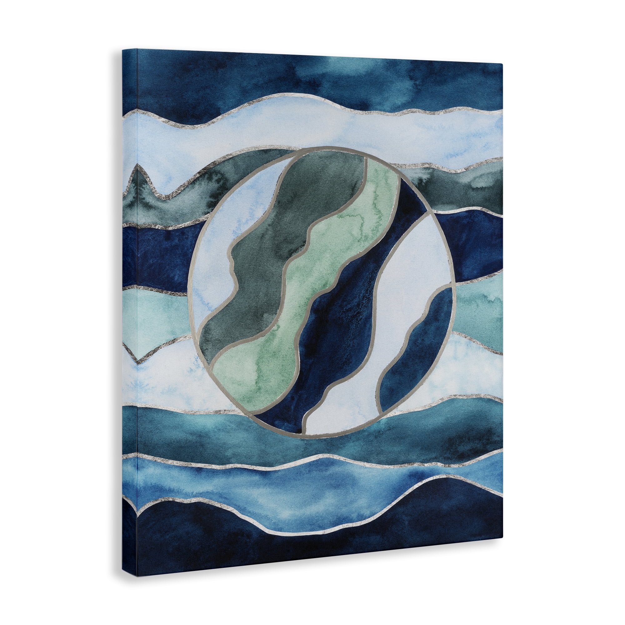 Stupell Industries Stained Glass Circle Impression Abstract Painting Wrapped Canvas Art Print Wall Art, 16 x 20