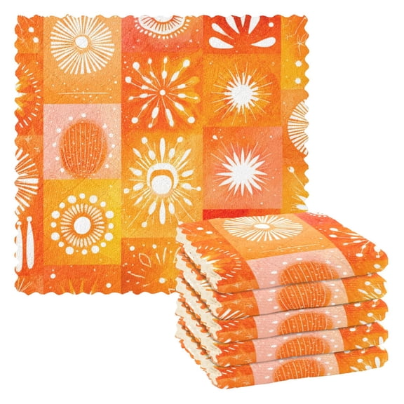 6 Pieces of Kitchen Towels 11x11Inch Kitchen Dish Cloths Kitchen Dish Towels Reuseable Cleaning Cloths Beautiful Yellow Pattern