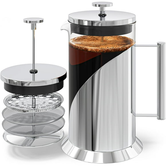 Cafetera de prensa francesa Cafe Du Chateau de acero inoxidable de 1 litro