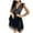 Black, variant on Mesh Dress for Women Trendy Lace Patchwork Short Sleeve V Neck Mini Sundress Swing Tunic Backless Solid Color Party Dresses