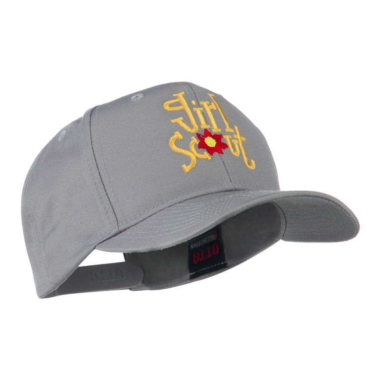 Flower Embroidered Girl Scout Cap - 6-Panel Unisex Adult Hat With Snapback Closure