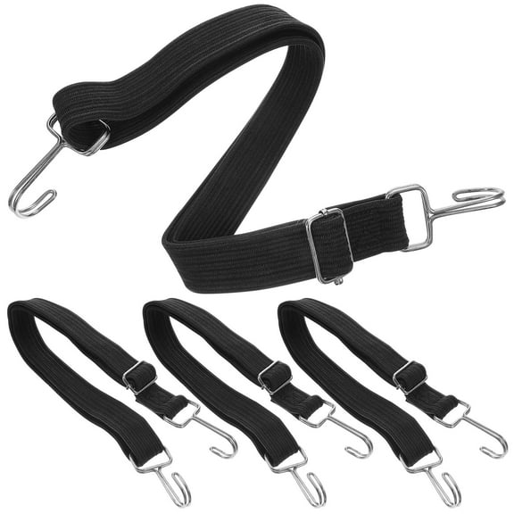 ULTNICE Adjustable Length Bungee Cord Flat Bungee Strap Black Latex 4Pcs