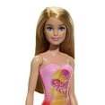 thumbnail image 4 of Beach Barbie Doll with Blond Hair Wearing Pink Palm Tree-Print One-Piece Swimsuit, 4 of 8