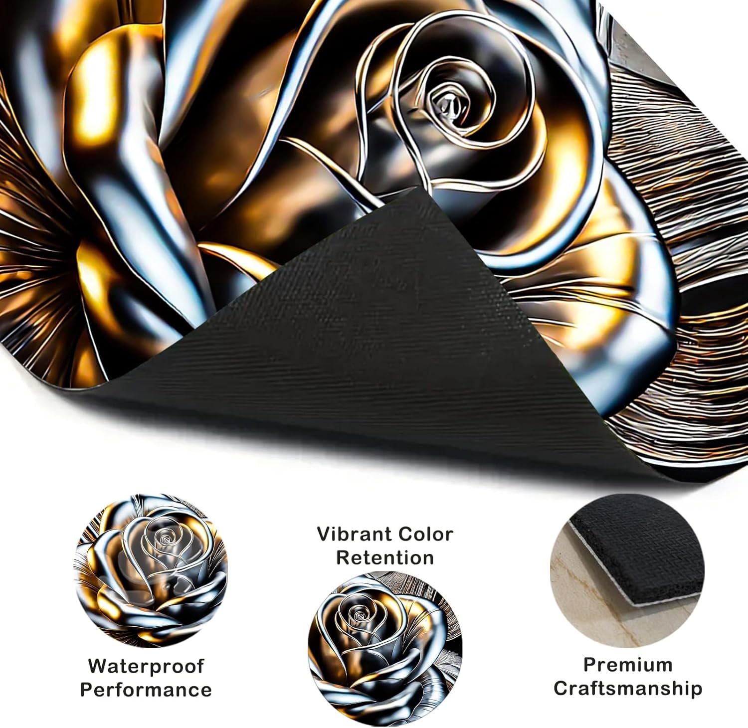 Stove Top Cover Polyester & Diatom Mud Blend 28.35×20.47inches (Metallic Rose Design) Stove Top Cover for Kitchen Decor Cooking Areas, Home Styling