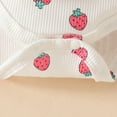 thumbnail image 5 of Toddler Girl Romper Sleeveless Ribbed Strawberry Romper Bodysuits Dress Headbands Set Baby Onsies Hot Pink 3 Months-6 Months, 5 of 6