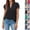 #03 Black, variant on Women's V Neck Swiss Dot Flowy Shirts Ruffle Short Sleeve 2026 Summer Blouse Dressy Casual Outings Tops,M,Beige