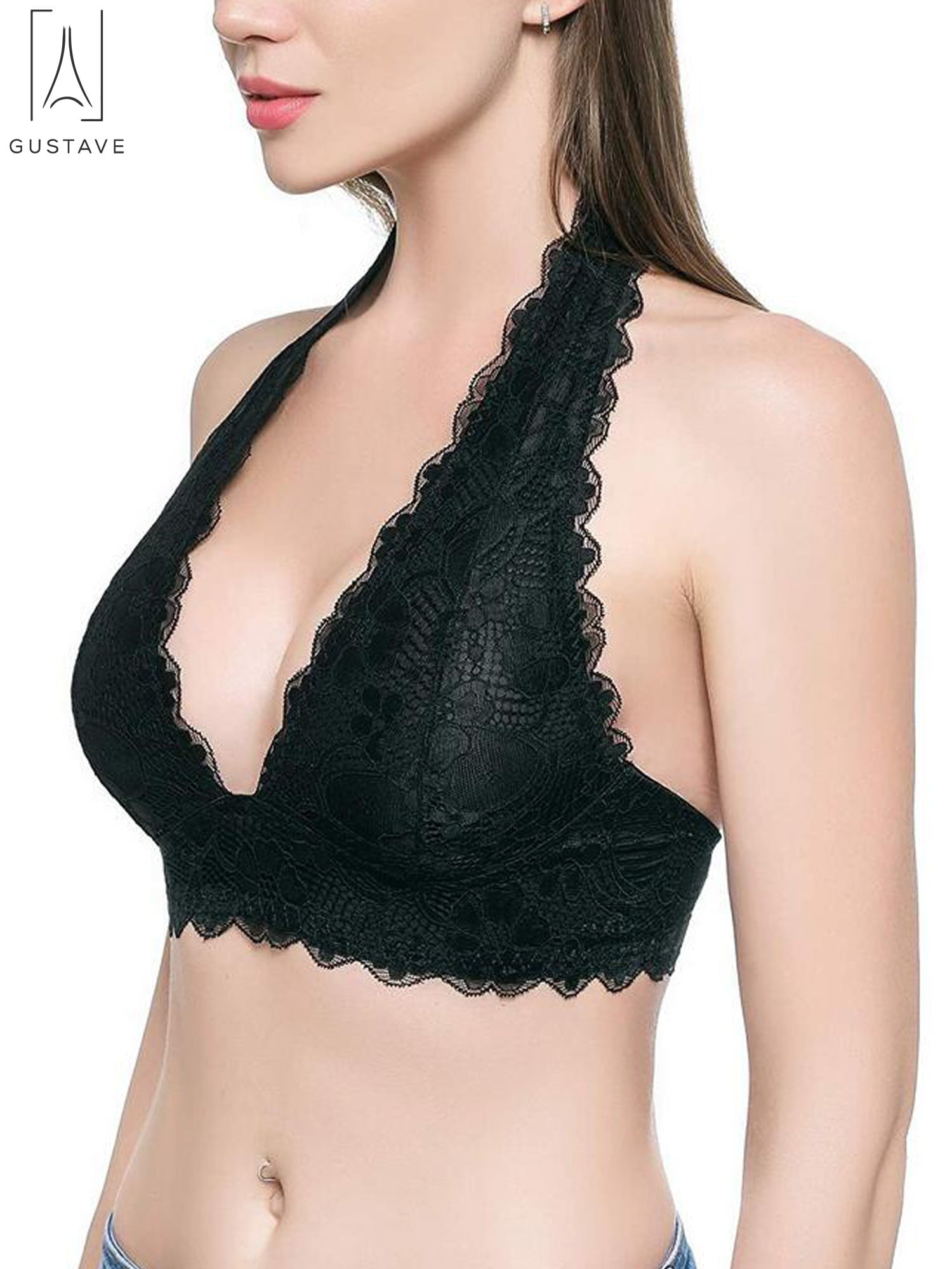 Buy Xivir Womens Strapless Lace Bandeau Bra Padded Tube Top Bralette  Seamless Wrapped Breast Bra Wire Free Backless Dresses Bra (36, Black) at