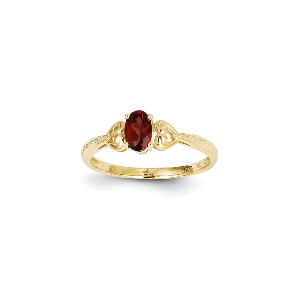 10K Yellow Gold (.01cttw) Garnet Diamond Ring by