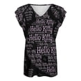 thumbnail image 4 of Hello Kitty Womens Summer Tops Ruffle Short Sleeve Tunic Tops V Neck Loose Fit Flowy T-Shirts, 4 of 7