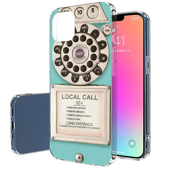 TalkingCase Slim Case for Apple iPhone 14, Slim Thin Gel Tpu Cover, Vintage Telephone Print, Light Weight, Flexible, Soft, Anti-Scratch, Printed in USA