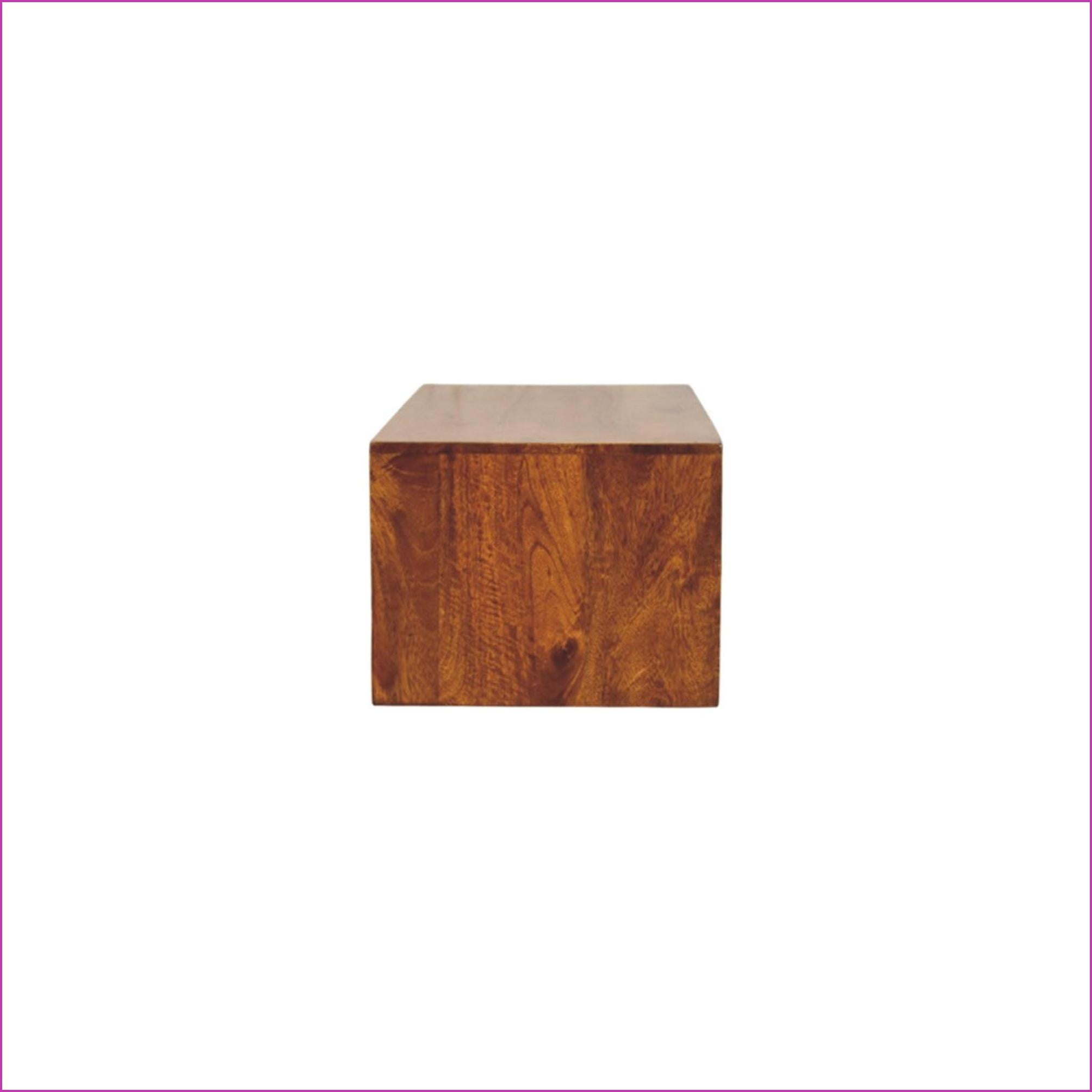 Modern Chestnut Solid Mango Wood 2-Drawer Wall-Mounted Media Unit | Solid Wood | TV Furniture 39 inches or less