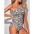thumbnail image 4 of Traje Baño una Pieza con un Hombro Descubierto para Mujer, Traje Baño Control, Cobertura Total Modesta, Traje Baño con Abertura en la Parte Posterior. Estampado Leopardo S, 4 of 6