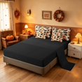 thumbnail image 5 of Homewish Halloween Retro Black Cat Queen Bedding, Witch Hat Pumpkin Bedding Comforter Set Queen, Beige Orange, Black Reversible 7-Piece, 5 of 7