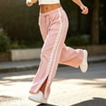 thumbnail image 4 of Guluxicc Sweat Pants for Women Drawstring Elastic Waist Lace Texture Wide Leg Athletic Trousers for Gym Workout Everyday Fall Winter, 4 of 8