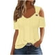thumbnail image 3 of Top marrón,Blusa informal de color liso para mujer, cuello redondo, manga 3/4, tejido de imitación de rejilla, para uso diario y en casa, sopatenor, 3 of 7