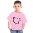 thumbnail image 4 of Penkiiy Toddler Kids Boys Girls Fashion Cute Solid Color Round Neck Valentine's Day Heart Print Short Sleeve Top 4-5 Years Pink, 4 of 6