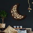 thumbnail image 4 of Boho Wooden Moon LED Lamp Wall Hanging Decor Sign, Wood Carving LED Night Light Wall Sculptures, 3D Home Wall Art Decoration for Bedroom Living Room, 4 of 6