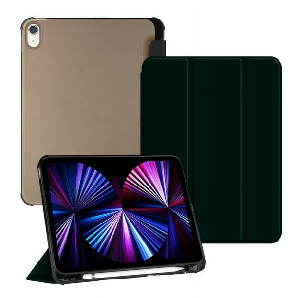 Adecuado para iPad, funda protectora con ranura para bolígrafo, funda de cuero con atracción magnética, funda blanda de TPU de tres pliegues