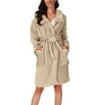 thumbnail image 1 of WZXFASHION Pyjama à Capuche pour Femmes Automne/hiver Peignoir Thermique en Peluche Robe de Nuit WomenRobes Kaki P, 1 of 6