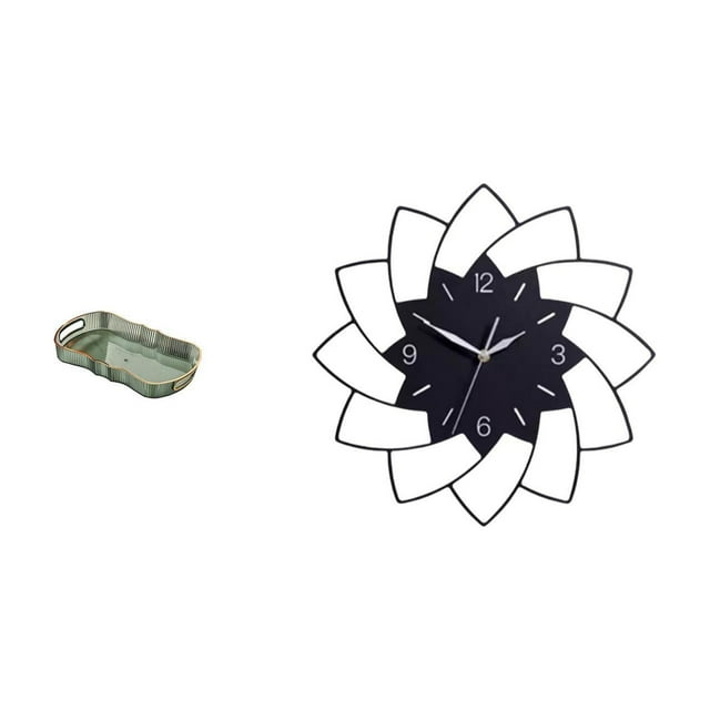 Elegante bandeja de tocador acrílica y juego de reloj decorativo para cafetería, dormitorio, baño, desayuno y almacenamiento de cosméticos.