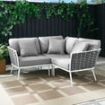thumbnail image 2 of Lounge Sectional Sofa Chair Set, White Grey Gray, Aluminum, Metal, Fabric, Modern Contemporary, Outdoor Patio Balcony Cafe Bistro Garden Furniture Hotel Hospitality, 2 of 10