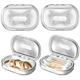 thumbnail image 2 of 4 Pcs Hair Tie Container Small Portable Travel Cotton Swab Holder Flosser Dispenser with Lid Plastic Box Beads Storage,4 * Storage Box,White, 2 of 8